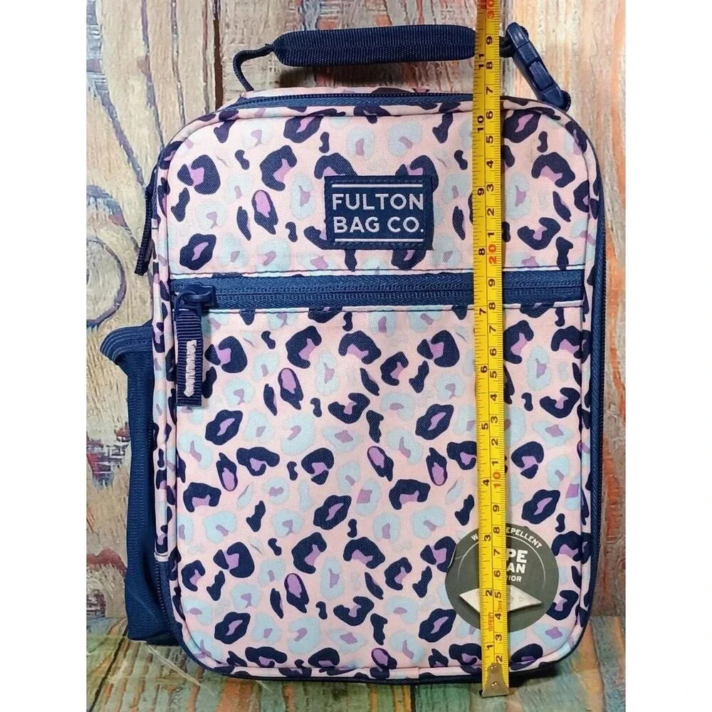 Fulton Bag Co Pink Leopard Print Insulated Lunch Box Hard Liner Water Repellent